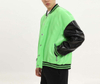 Giacca da baseball bomber in ecopelle color block da uomo personalizzata del produttore OEM