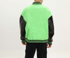 Giacca da baseball bomber in ecopelle color block da uomo personalizzata del produttore OEM