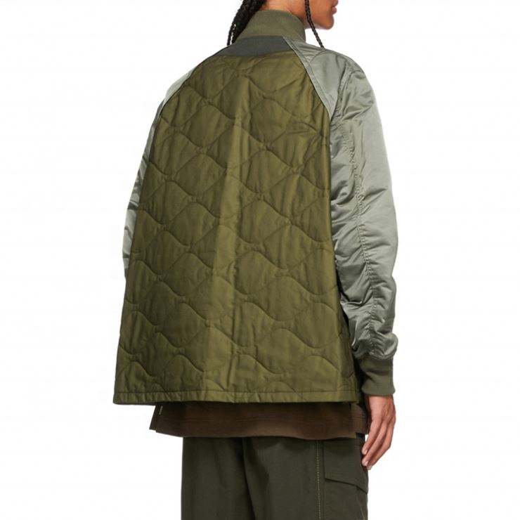 Pengebom Fesyen Pengebom Oem Lengan Raglan Jaket Tersuai Nylon Quilted