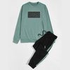 Professionell anpassad tv&aring;delad upps&auml;ttning tr&auml;ningsoverall m&auml;n bokstav grafiskt tryckt sweatshirt joggerset