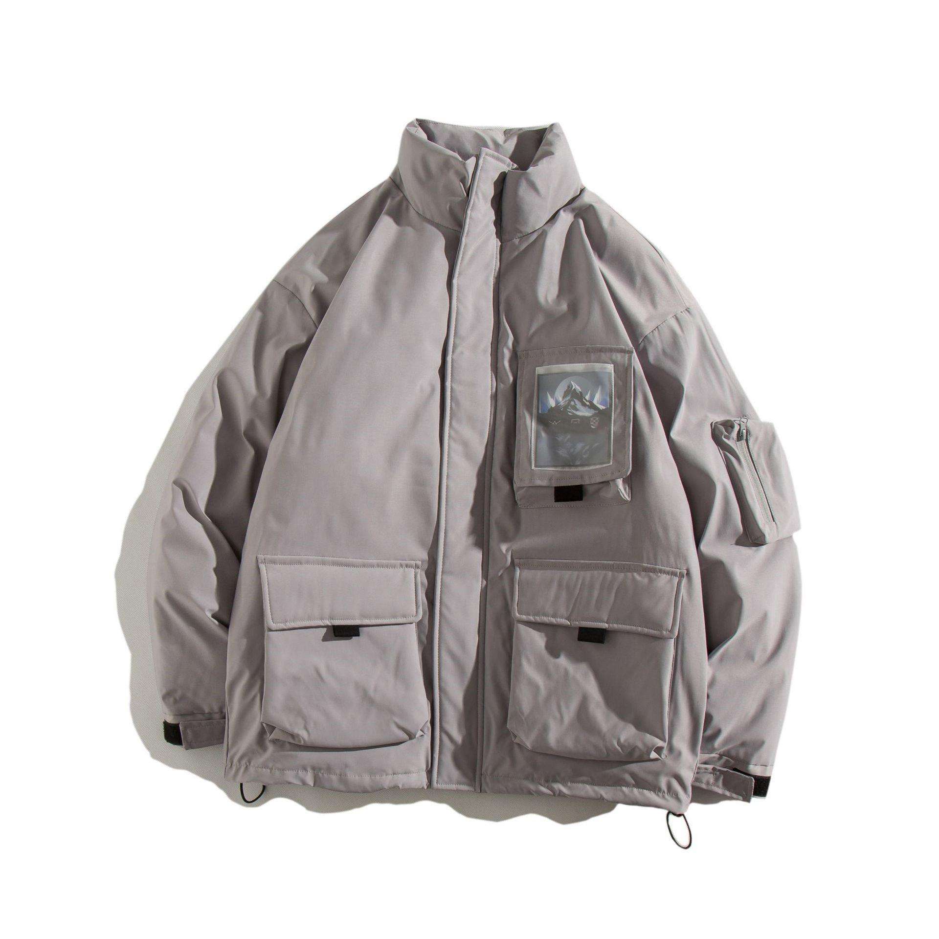 OEM Tillverkare Grossist Plus Storlekar Tredimensionell Patch Pocket Stand-Up Krage Popul&auml;r Cotton Coat Dunjacka