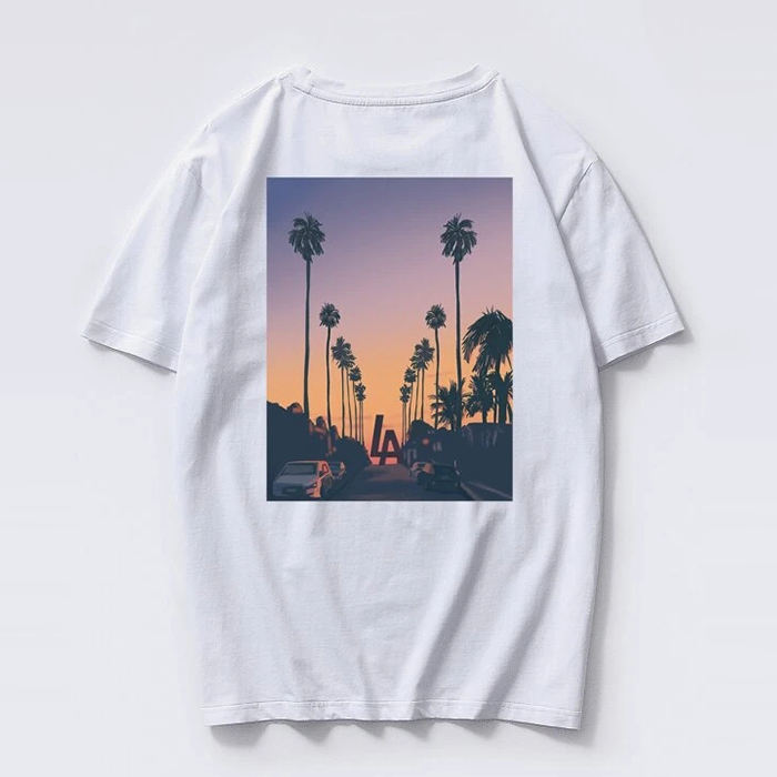 Camiseta vintage de alta qualidade por atacado com estampa tropical personalizada ver&atilde;o manga curta masculina camisetas gr&aacute;ficas