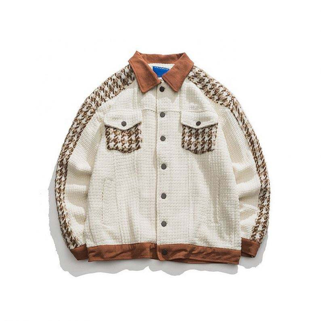 ຜູ້ຜະລິດ OEM ປັບແຕ່ງໂລໂກ້ Outdoor Loose Clashing Colors Stitching Cargo Coat Casual Jacket