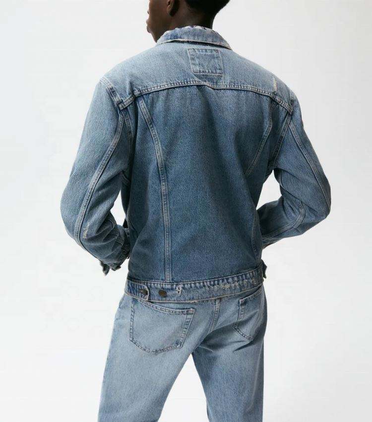 OEM-producent Custom Herre Bomuld Streetwear Button Up Vintage Distressed Jean Denimjakke