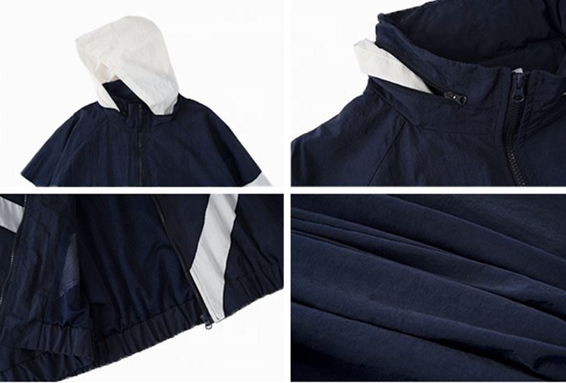 OEM メーカーのカスタム プラス サイズ防水フライング ジップアップ パーカー レトロ ステッチ新しいジャケット