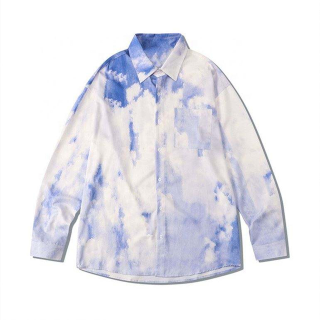 Чоловіча вільна та зручна поліестерова сорочка з цифровим друкованим малюнком OEM-виробника з довгим рукавом