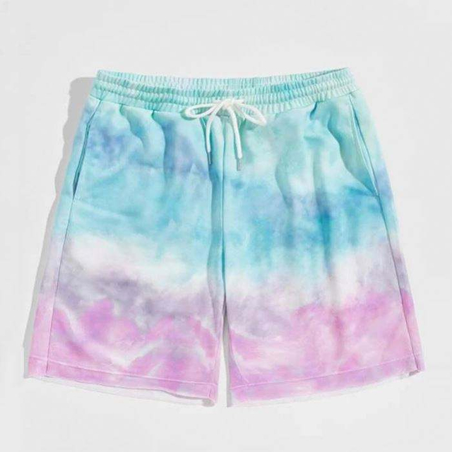 Pantaloncini da corsa per abbigliamento sportivo estivo personalizzato, modello tie-dye, con coulisse in vita, pantaloncini da palestra per uomo