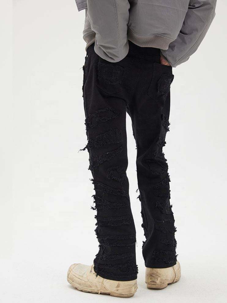 OEM-producent Tilpas dit LOGO Herre Hip Hop Loose Fit Raw Edge Destruction Style Casual Bukser Herre Cargo Bukser