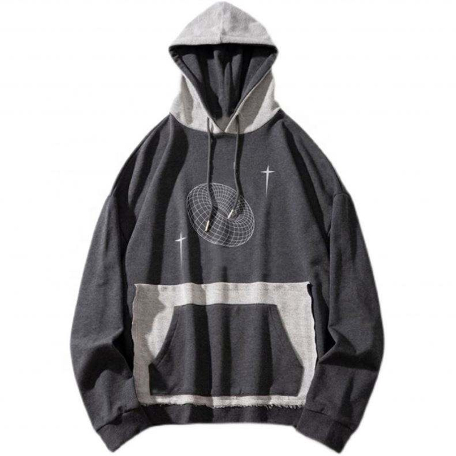 OEM v&yacute;robca prisp&ocirc;soben&yacute; farebn&yacute; blok Patchwork Distress Casual Custom mikina Mikiny s kapucňou veľkej veľkosti Muži s kapucňou