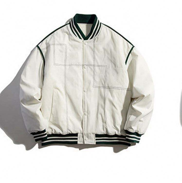 Veste de baseball d&eacute;contract&eacute;e en coton pour hommes, fabricant OEM, personnalis&eacute;, hiver, manteau Vintage