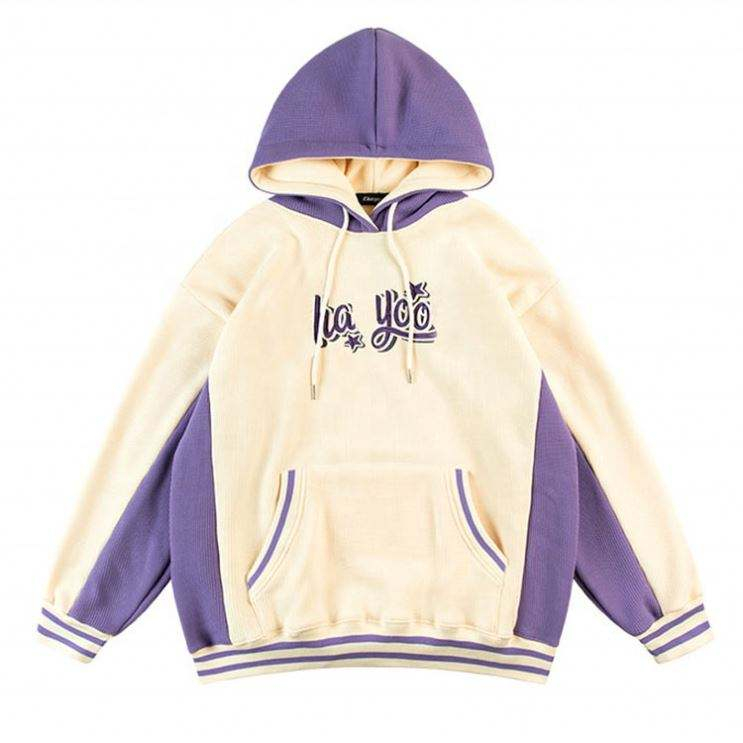 مصنع OEM جودة عالية مخصصة شعار التطريز 3D الأزياء المرقعة البلوز اثنين من لون لهجة هوديس الرجال