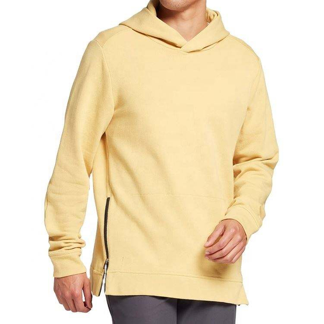 Pengeluar OEM Custom Mens Classic Fit Cotton Hoodie Dengan Zip Sisi Boleh Laras Dan Poket Lengan