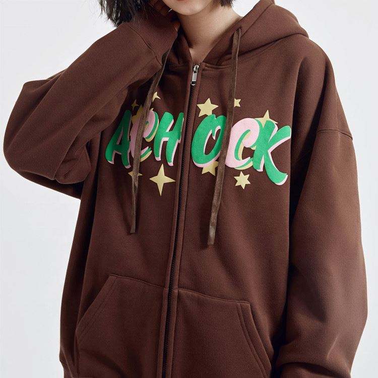 Produttore OEM Commercio all'ingrosso di alta qualit&agrave; Zip Up Uomo Moda Puff Stampa Felpe con cappuccio Logo personalizzato stampato Felpe con cappuccio sfuse con coulisse