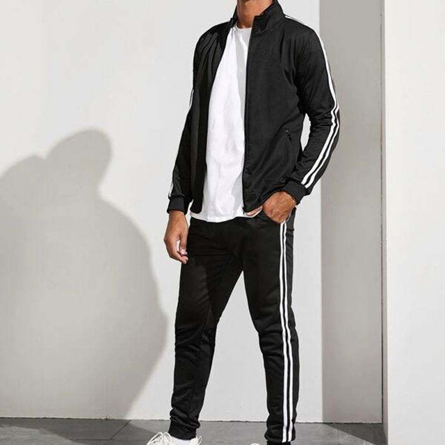 Commerce de gros personnalis&eacute; sport c&ocirc;t&eacute; ray&eacute; Zip Up veste Jogger ensembles hommes Sweat costume surv&ecirc;tement