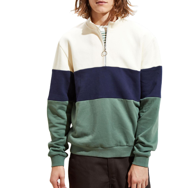 Vlastn&iacute; velkoobchod Streetwear P&aacute;nsk&yacute; pulovr Fleece Colorblock Pruhovan&eacute; Mikiny s kapuc&iacute; napůl zip