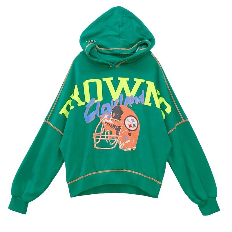 OEM-service op maat bedrukt logo contraststeek hoodie 100 katoen