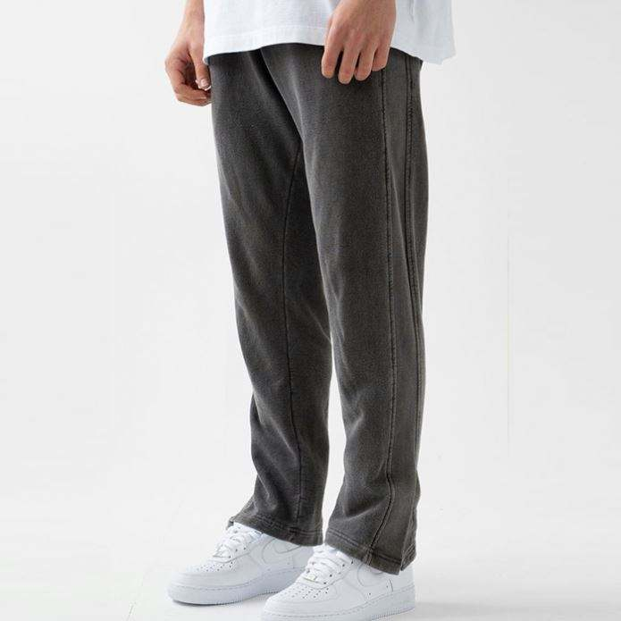 ผู้ผลิต Custom Vintage Washed Black Mens Cotton หนา Sweatpants