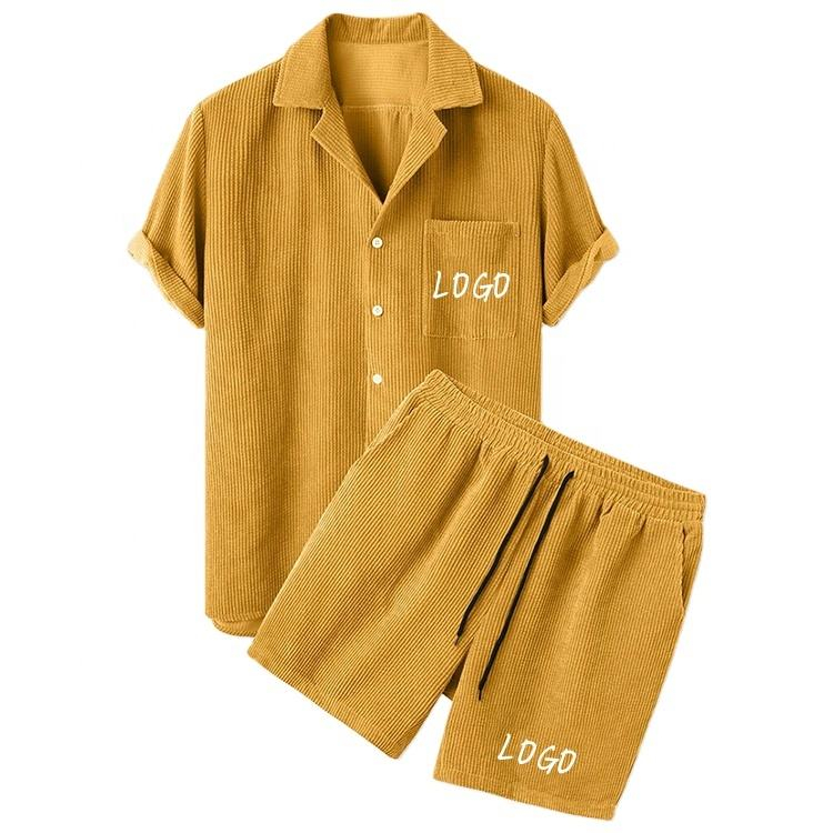 Prilagođene muške košulje Corduroy kratke hlače postavljaju dvodijelne kratke košulje tracksuit