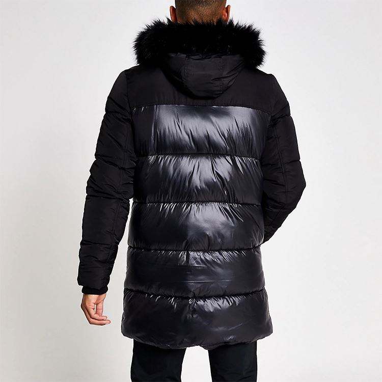 Vinterkl&auml;der f&ouml;r m&auml;n L&aring;ng vindjacka sidofickor Fuskp&auml;lshuva Slim Fit Zip-Up Pufferjacka