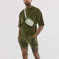 고품질 남성 캐주얼 반소매 벨벳 트랙수트