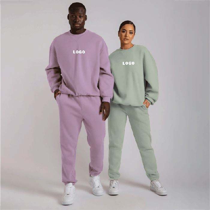 Oem Manufacturers Custom Mens Unbranded Tracksuit Solidus Color Duo Piece Hoodie Jogger Set Unisex Tracksuit Set