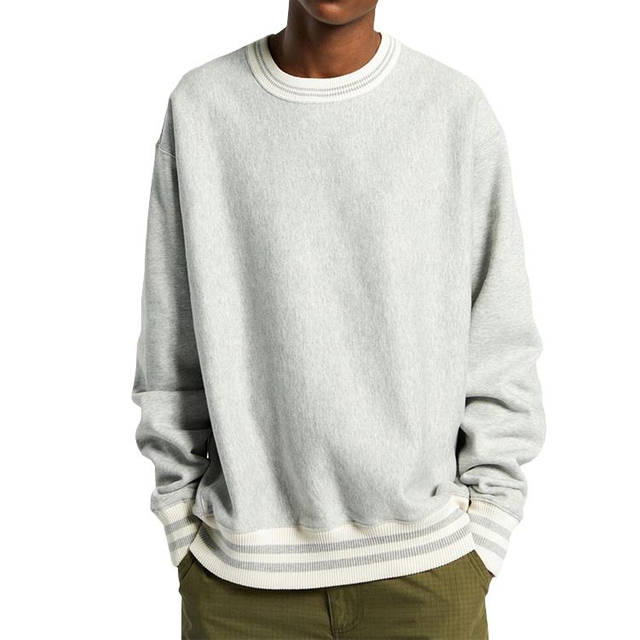 عينة مجانية بالجملة كم طويل 100٪ قطن للرجال Crewneck سوياتشيرتس