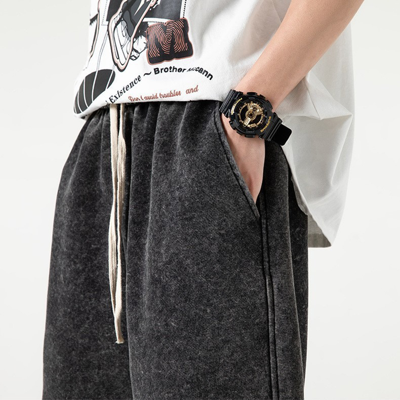 Streetwear Unisex 100 % bomuld Vintage Loose Fit Snow Wash Custom logo herreshorts