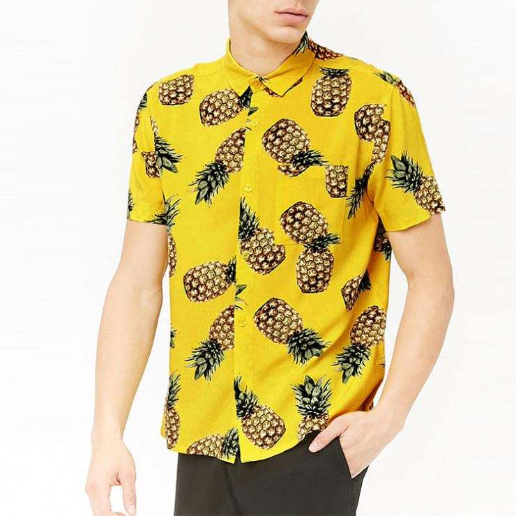 OEM-fabrikant Ananas-knap-front Hawaii-herreskjorter
