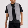 Hot s&aelig;lgende Nye mode m&aelig;nds veste &AElig;rmel&oslash;s jakke Ensfarvet lynl&aring;s fastg&oslash;relse Multi lommer Herre Utility Vest