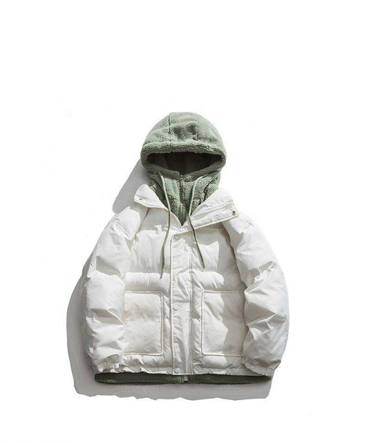 Falso color s&oacute;lido de la capa de los hombres de encargo del fabricante del OEM dos pedazos de chaqueta Algod&oacute;n-Rellenada con capucha del remiendo