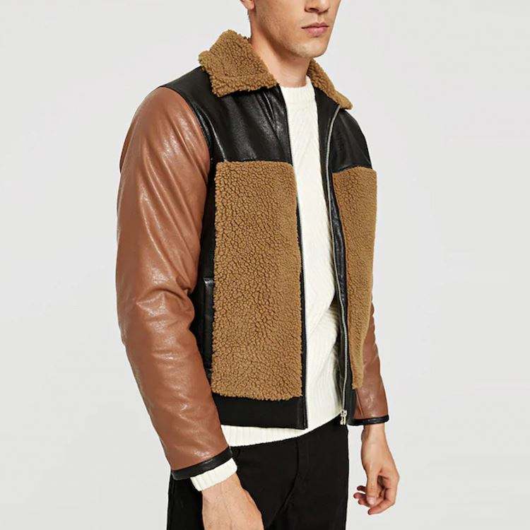 Chaquetas Hombre Menn Zip Up Shearling Pels PU Coat Winter Wear skinnjakker