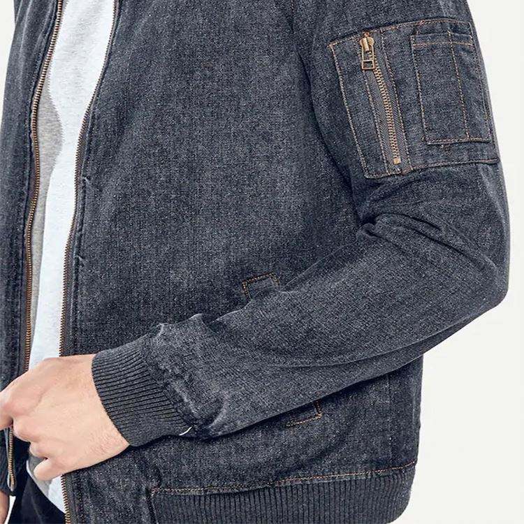 ผู้ชายเสื้อผ้าแฟชั่น Jaket กางเกงยีนส์ Zip Up แจ็คเก็ตยีนส์
