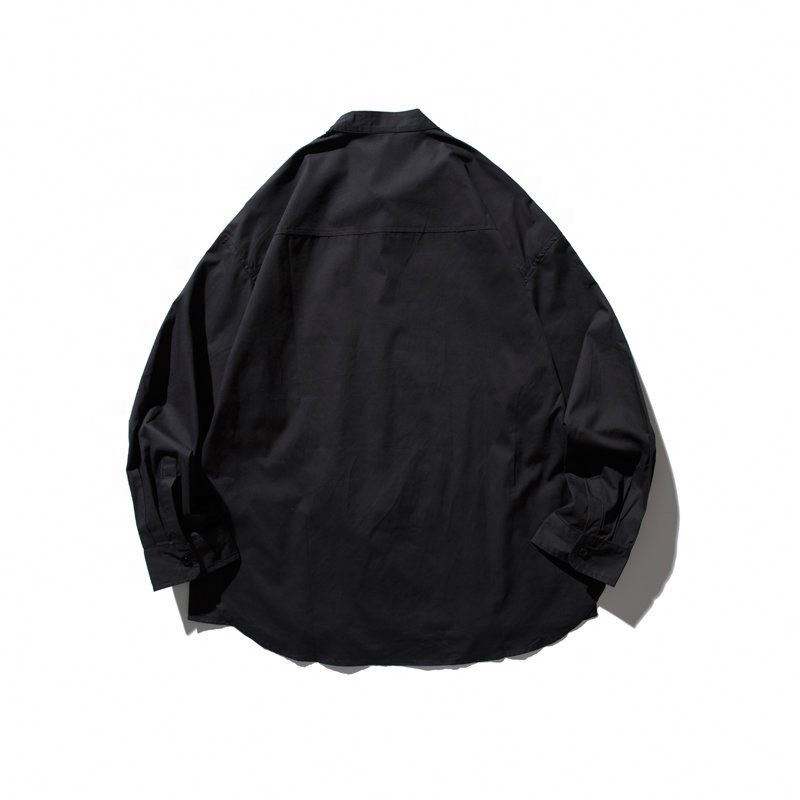 Perkhidmatan Pengilang OEM Baju Lelaki Kasual Retro Fesyen Baju Longgar Warna Pepejal untuk Lelaki Baju Kapas 100%