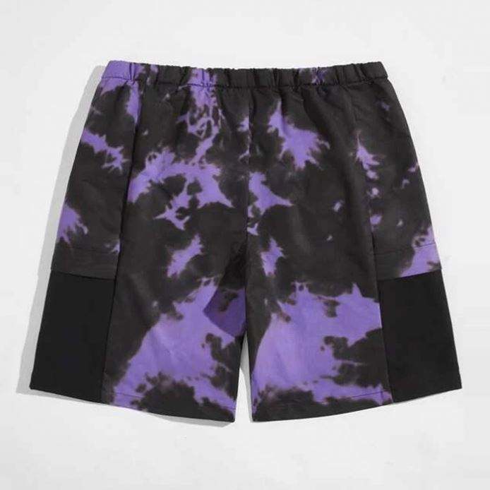 Seluar Pendek Gim Fesyen Baharu Buckle Tali Pinggang Tie Dye Bercetak Seluar Boxer Musim Panas Lelaki Poliester