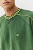 OEM-Hersteller, &uuml;bergro&szlig;es Baumwoll-Fleece-Herren-Pullover, gestreiftes, geripptes Sweatshirt mit Rundhalsausschnitt und gr&uuml;ner Spitze
