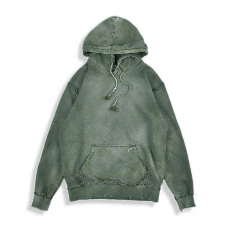 OEM-Hersteller, hochwertiger, kundenspezifischer Street Wear Stock Drop Color Dye Vintage Distressed Washed Hoodie