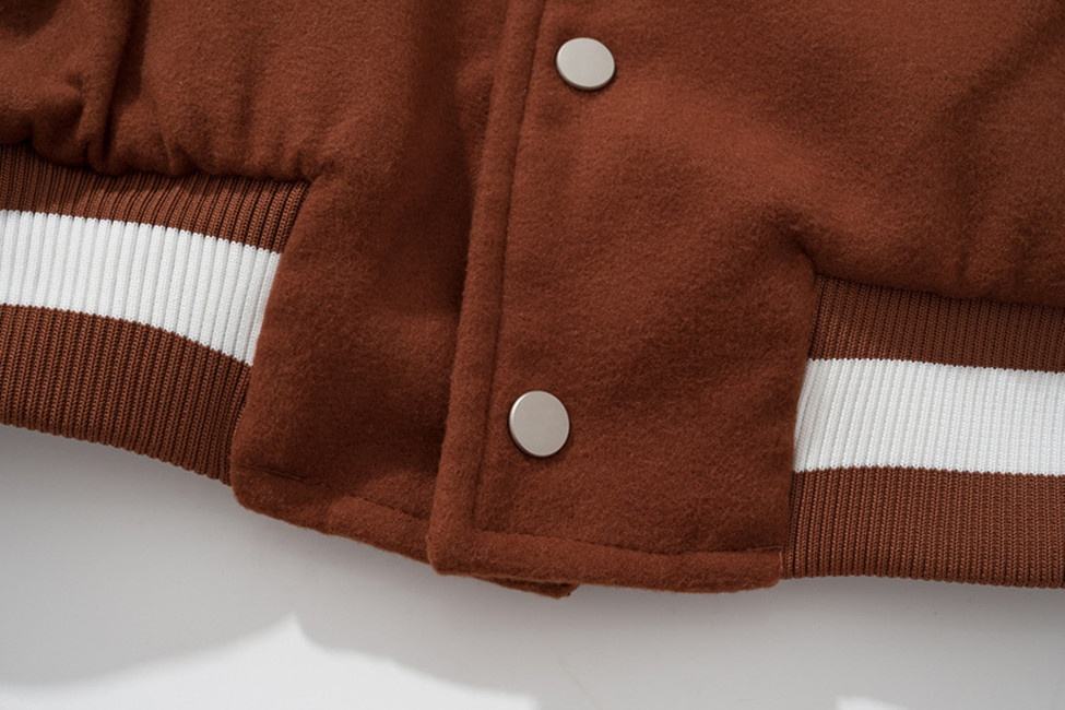 Pengilang OEM Jaket Kot Warna Perca Vintaj Corak Sulaman Chenille Lelaki Tersuai