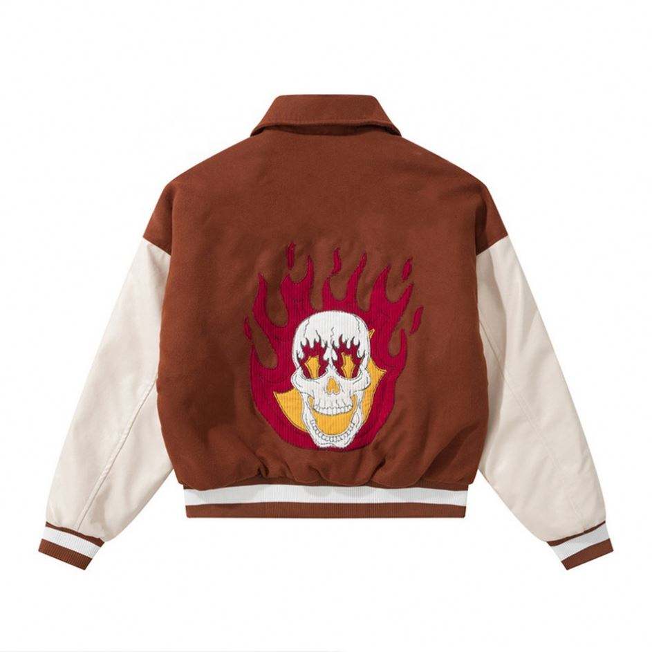 Chaqueta de la capa del color del remiendo del vintage del b&eacute;isbol del patr&oacute;n del bordado de la felpilla de los hombres de encargo del fabricante del OEM