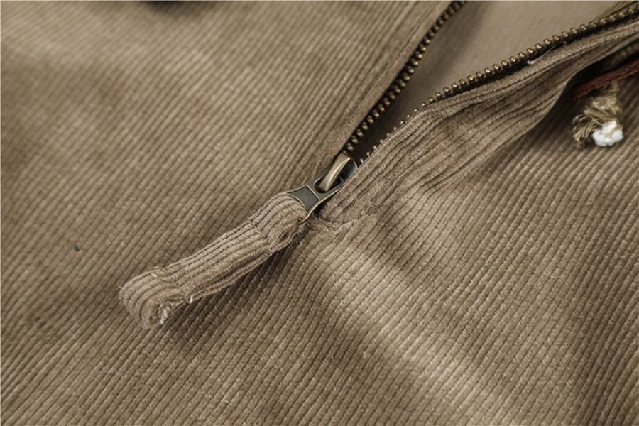 Felpa con cappuccio in velluto a coste allentata con cappuccio con tasca con cerniera e pullover da uomo personalizzato del produttore OEM
