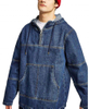OEM-produsent tilpasset 100 % bomull for menn Halv glidel&aring;s Oversized Patchwork Denim Pullover hettegenser