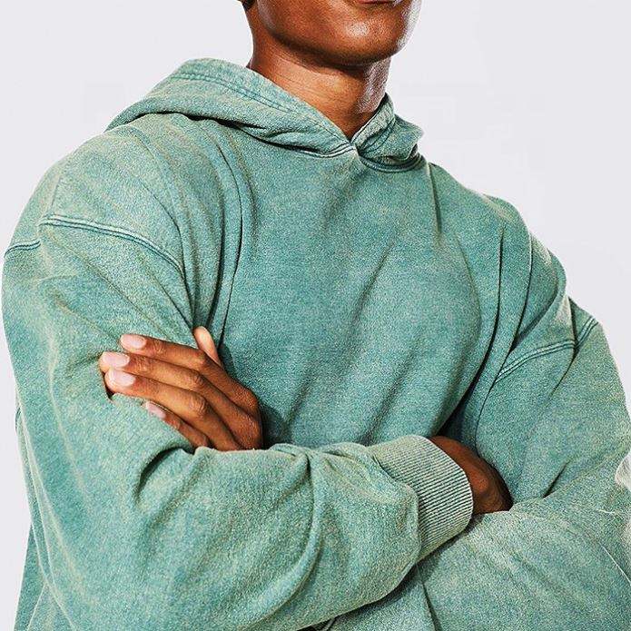 OEM v&yacute;robce na zak&aacute;zku Vysok&aacute; kvalita Oversized Plain Heavyweight Siln&yacute; zelen&yacute; Vintage sepran&yacute; svetr s kapuc&iacute;