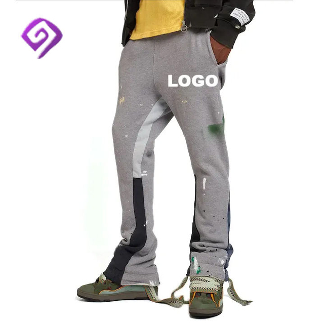 OEM الصانع مرونة الخصر خليط الكتابة على الجدران ركض شعار مخصص مكدسة الرجال السراويل العرق Sweatpants مضيئة