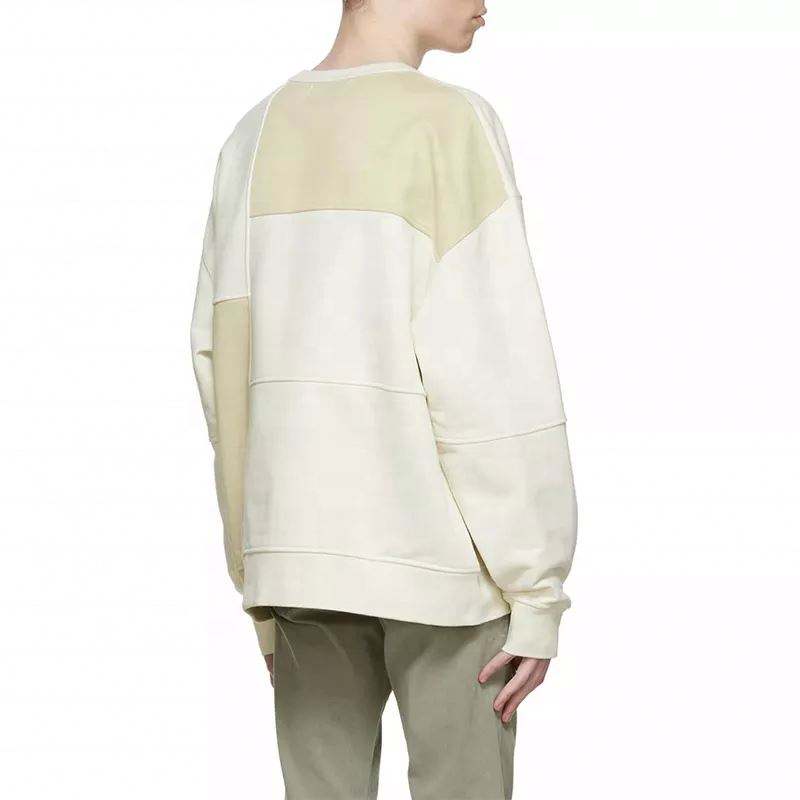 OEM-valmistajan r&auml;&auml;t&auml;l&ouml;ity miesten paneloitu v&auml;rilohko Patchwork Crewneck Oversize villapaita