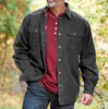 Chaqueta estilo camisa de hombre de piel de ante resistente con forro de franela y broches