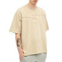 100% Kapas Ribbed Crewneck Fesyen Logo Tersuai Lelaki Lengan Pendek T-Shirt Tertekan