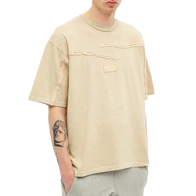 100 % puuvillaa ribbed Crewneck Fashion Custom Logo Miesten lyhythihaiset ahdistuneet T-paidat