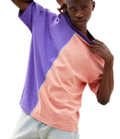 Lelaki Separuh Warna Kapas Jahitan Kontras Tersuai Pakaian Jalanan Belah Warna T Shirt