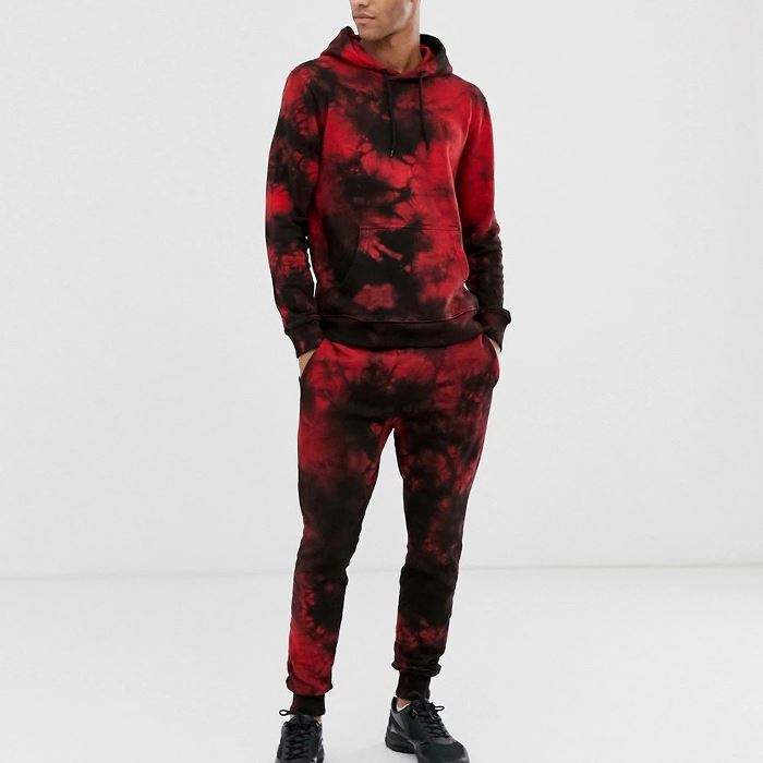 Baju Peluh Jatuh Borong Pukal Set Baju Olahraga Dua Keping Lelaki Pakaian Peluh Tie Dye