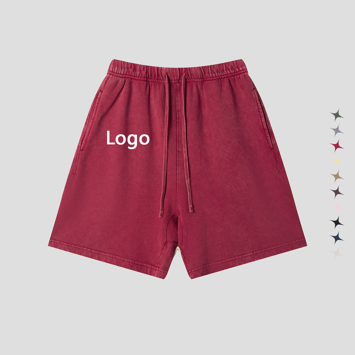 K1159 Running Acid Washed Sweat Shorts