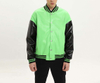 Giacca da baseball bomber in ecopelle color block da uomo personalizzata del produttore OEM